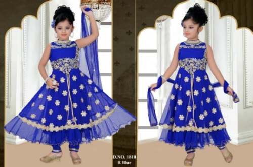 Blue Embroidery Kids Garment At Wholesale by New Soorya Garments