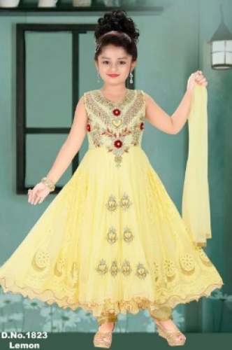 New Collection Yellow Kids Frock At Wholesale Rate by New Soorya Garments