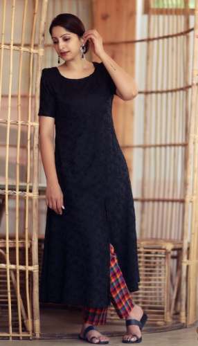 New Collection Plain Black Kurti by Fashion Equation