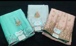 Chiffon Mirror Work Saree For Women