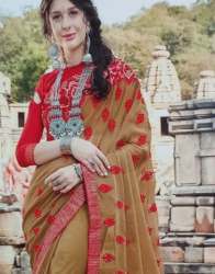 Designer Embroidered Work Saree at Low Rate