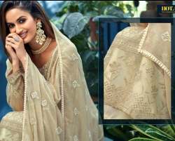 Buy Fancy Cream Ready Made Suit For Women