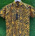Mustard Yellow Zebra Print Mens Shirt 