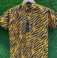 Mustard Yellow Zebra Print Mens Shirt 