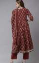 Maroon Embroidered Kurta Trouser With Dupatta Set thumb 1