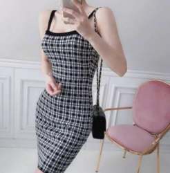 Stylish Lycra Sleeveless Body Cone Dress