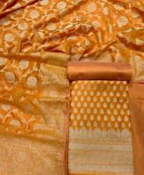 Zari Woven Chanderi Cotton Dress Material 