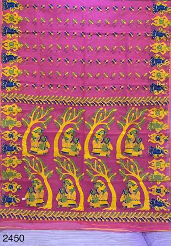 Traditional Pink Handloom Saree by Saha Textile