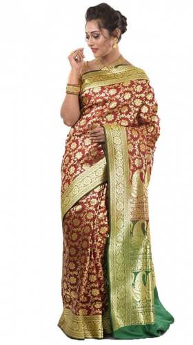 Bridal Red Banarasi Silk Saree  by The Fashion House