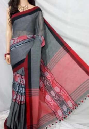 Grey Cotton Handloom Saree 