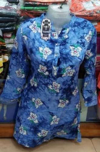 Regular wear Blue Printed Western Top  by Devika Fashion