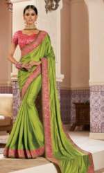 Designer Embroidery Green Saree By Bunker Brand