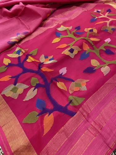 Party Wear Pink Jamdani Handloom Saree