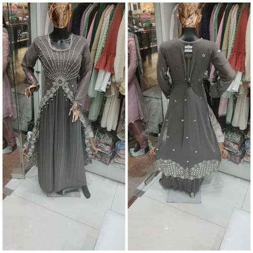 Unique Grey Embroidered Gown 
