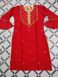 Fancy Red Embroidered Kurti 