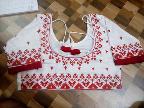 Readyamde White Blouse with Red work  by New Juthika