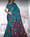 Blue Printed Saree For Women