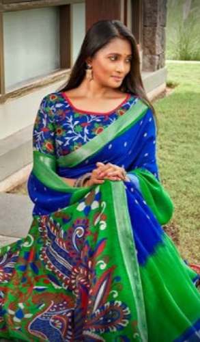 New Collection Green And Blue Saree For Women by SSV Sarees