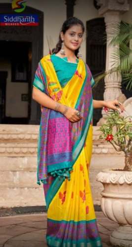 New Collection Satin Yellow Saree by SSV Sarees