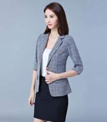 Check Grey Blazer For Ladies