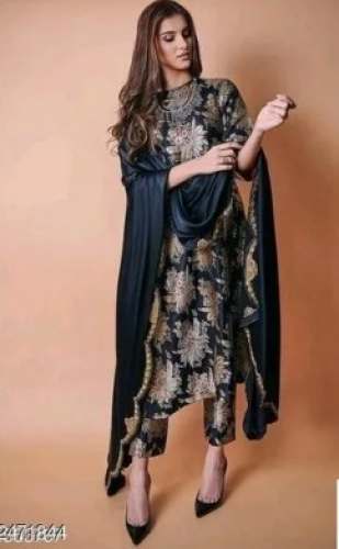 Beautiful Black Kurti With Dupatta n Palazzo Set by Top To Toe Collection