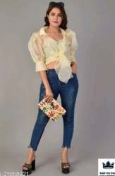 Cream Color Western Tissue Top