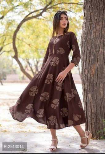 New Collection Brown Long Kurti For Women by Aqsa Ladies Corner
