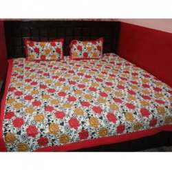 Double Bed Flower Printed Cotton Bed Sheet
