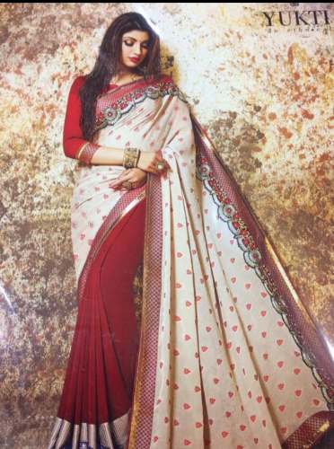 Buy New Arrival White And Red Saree For Women by Kalyan Saree Centre