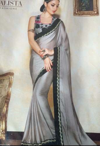 New Collection Satin Grey Saree For Women by Kalyan Saree Centre