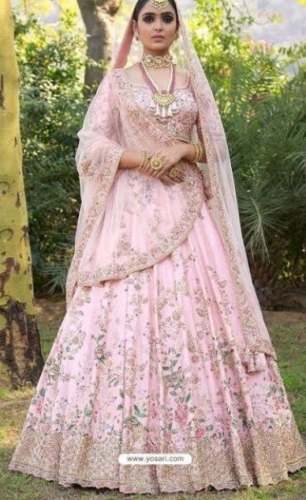 Light Pink Printed with Work Lehenga Choli by Laxmipati Mall