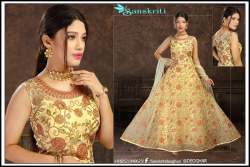 Yellow Embroidered Fancy Gown