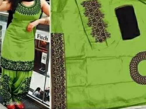 Parrot Green Embroidered Dress Material 