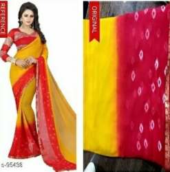 Stylish Red and Yellow Shaded Fancy Saree