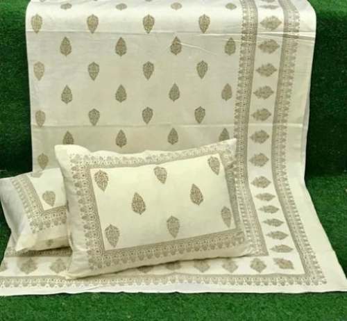 Floral Print Embroidered Pure Cotton Bedsheet