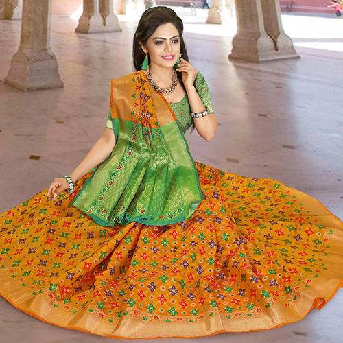 trendy printed bridal saree