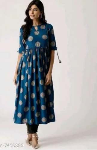 Rama Green Fancy Anarkali Kurti  by Aniem