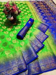 Multi Color Banarasi Silk Saree For Ladies