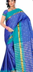 Party Wear Blue Silk Cotton Saree