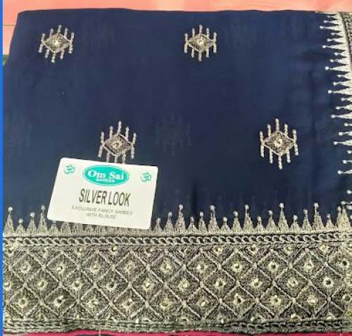 Wedding Wear Blue embroidered Work Saree by MUTHU SAREES