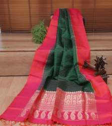Bottle Green Handloom Silk Saree 