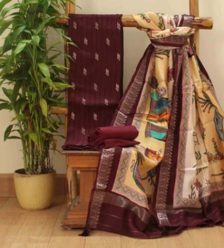 Elegant Chanderi Muslin Dress Material  by Shivanes Boutique