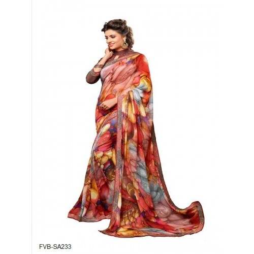 Catalog Printed Georgette Saree From Sambhal by Fancy Vastra Bhandar