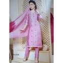 Party Wear Pink Embroidered Dress Material 