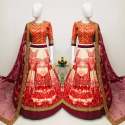 Elegant Digital Printed Red Lehenga Choli