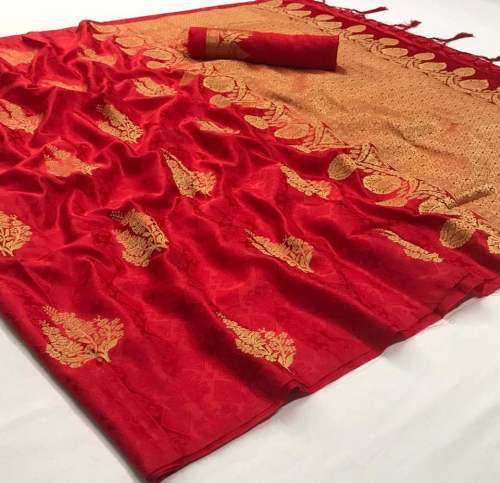 Fancy Party Wear Red saree From Morena by Radhika sarees