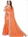 Stylish Orange Butta Design Saree