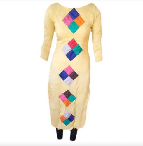 Cream Rayon Straight Kurtis in Morena 