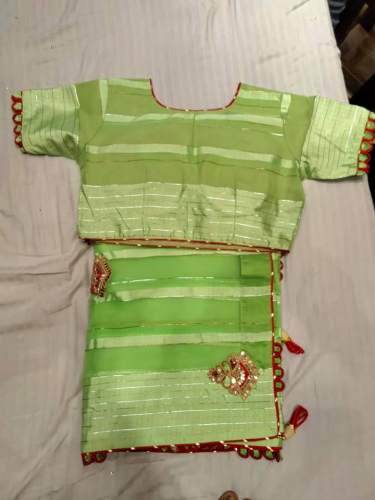 Pista Green saree Silver Tar With Embroidered Work