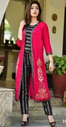 Pink With Black Indo Western Dress